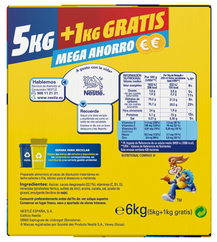 Nesquik Cacao en Polvo 6 Kg