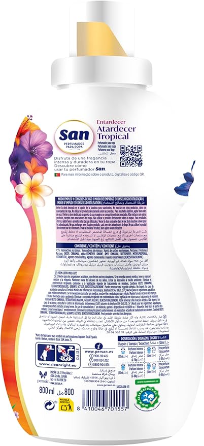 San Atardecer Tropical Perfumador para Ropa 800 ml