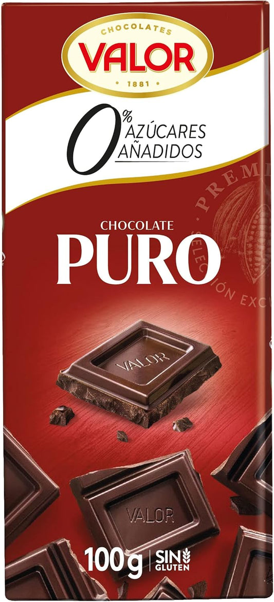 Valor 0% Azúcares Añadidos Chocolate Puro 100G