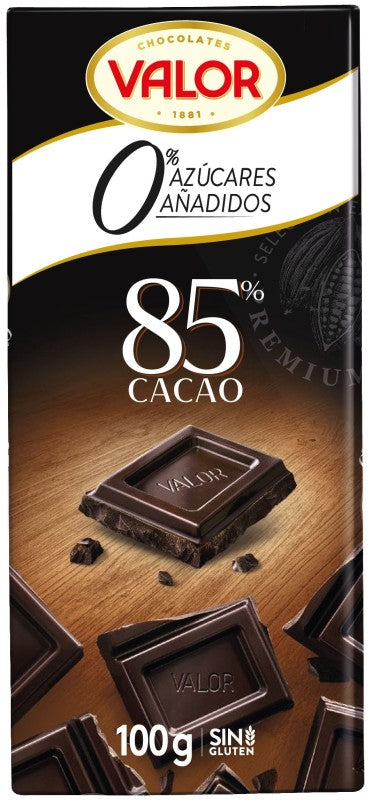 Valor Chocolate Negro 85% 0% Azúcares Añadidos 100 Gr